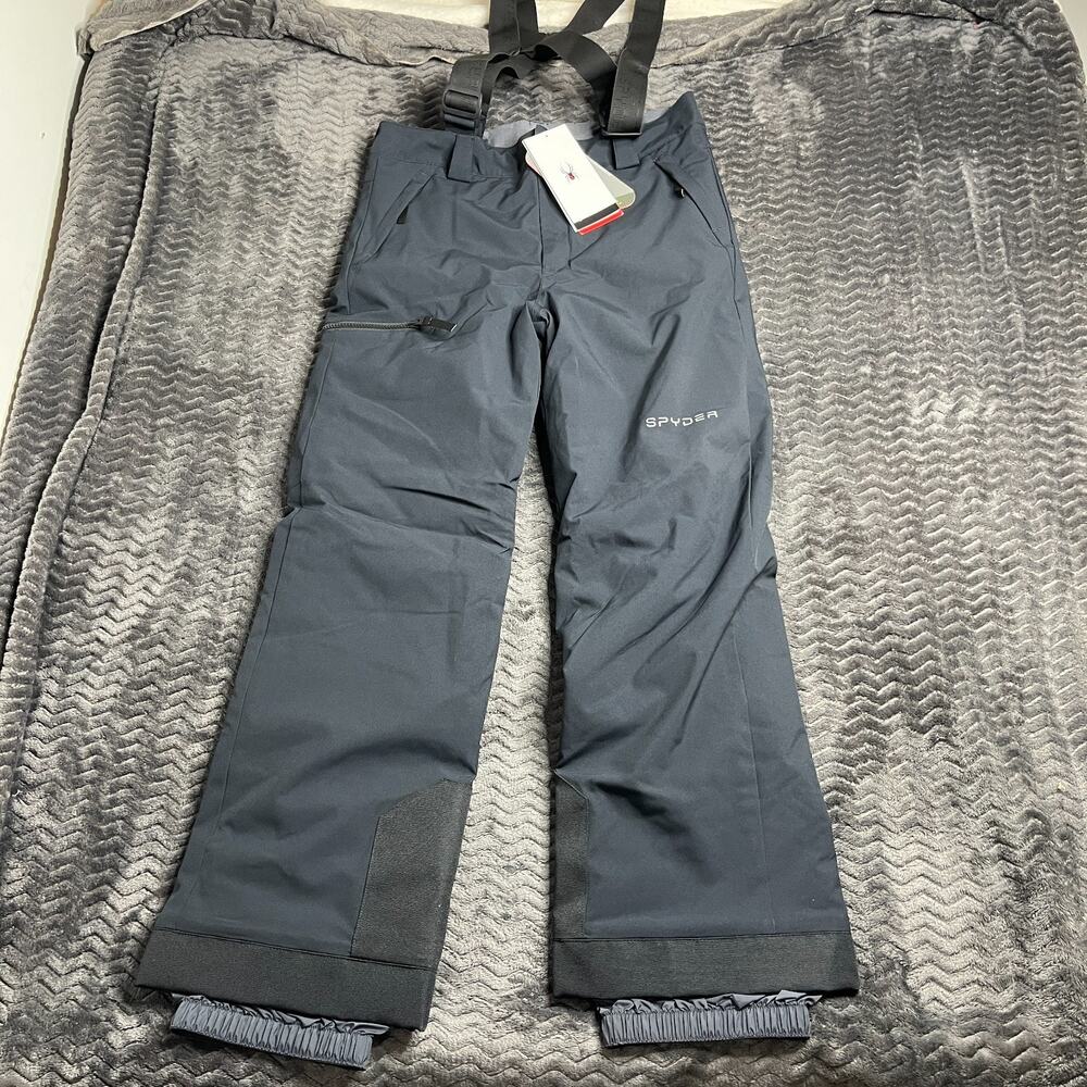 Spyder Boys Propulsion Snow Pants Bibs Black Size 18 NWT